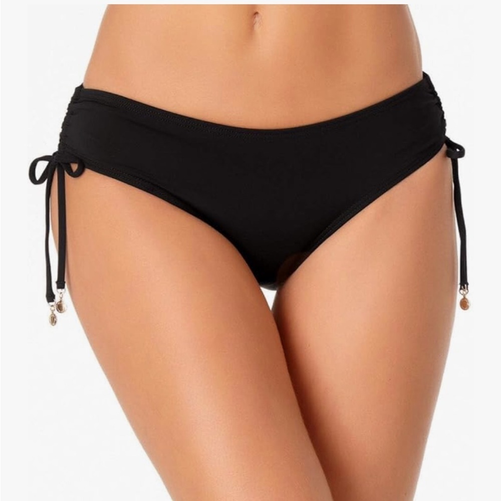 NWT Anne Cole Women's Live in Color Side Tie Bikini Swim Bottom Black Large